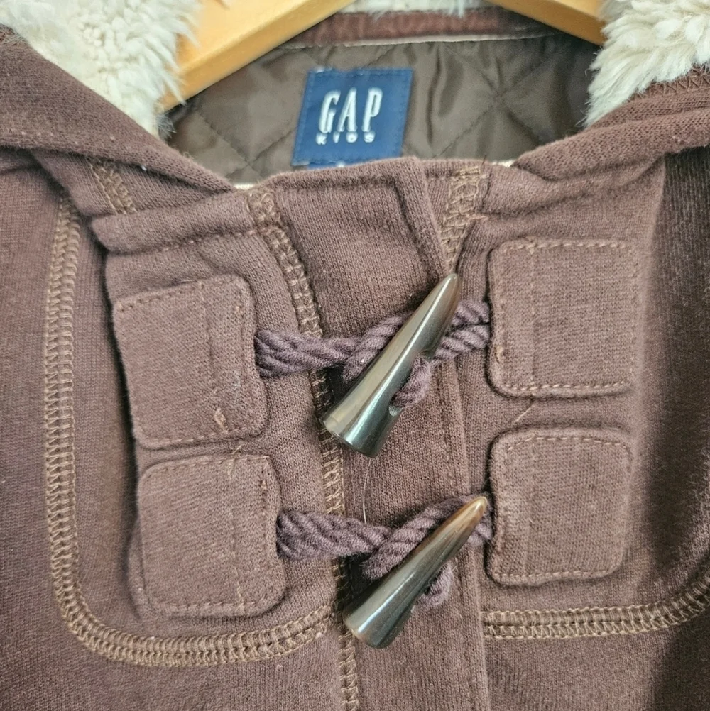 Gap Kids Heart Patches Winter Coat, Sherpa Hood, size small